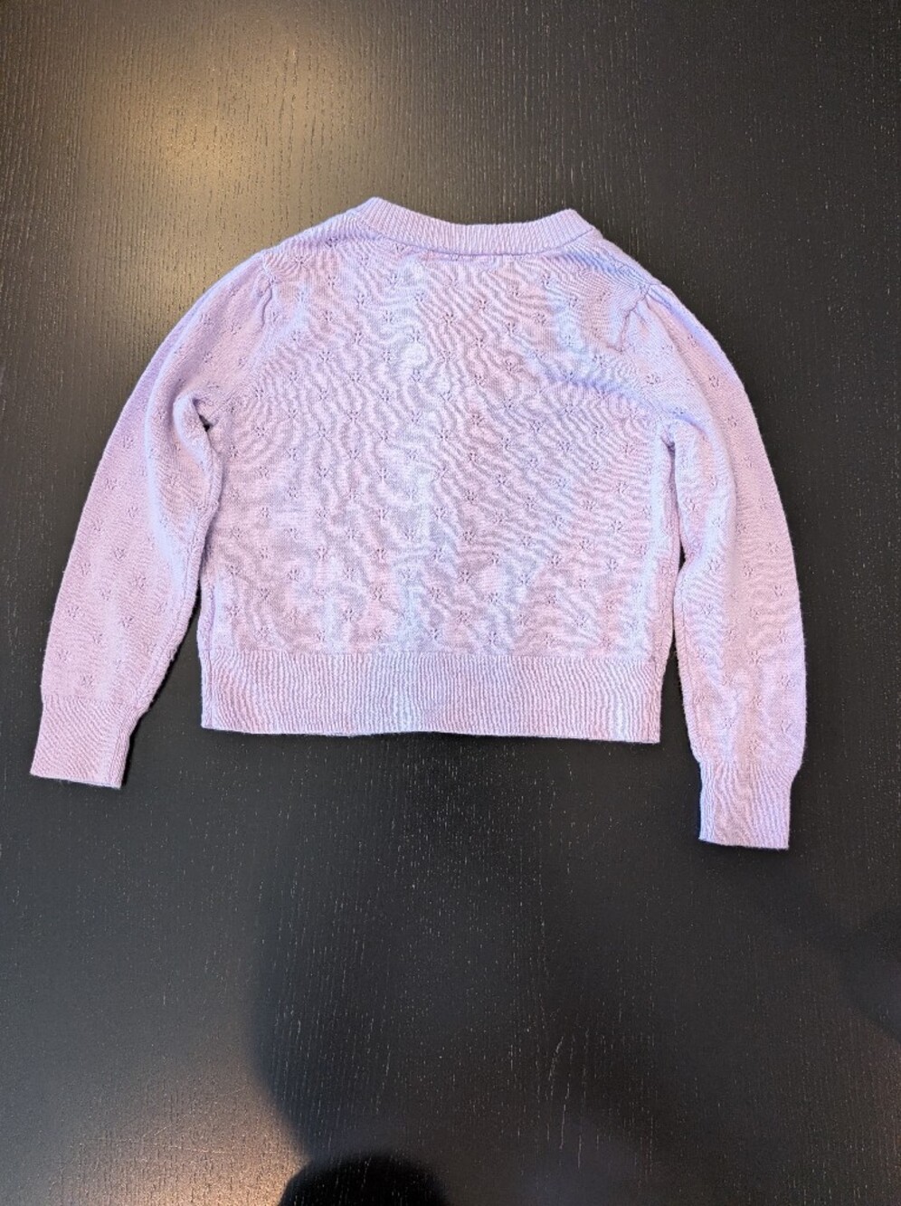 Cat & Jack Lavender Pointelle Button-Front Sweater - Picture 6 of 6